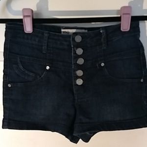 RSQ High Rise dark blue jean shorts